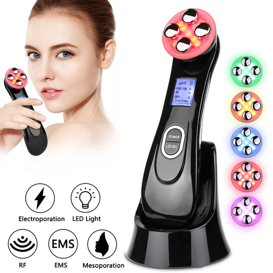 Face Skin Tightening Machine with 6 LED Lights for Facial Therapy Anti Aging