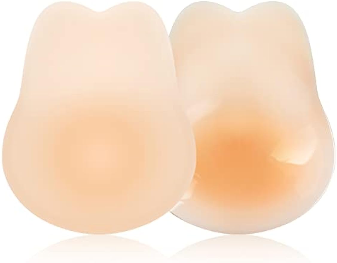 Voxshe Added Lift Sticky Petals Nipple Covers Adhesive Strapless Backless Bras Ultra-thin Silicone Breast Lift Pasties for Women Nude