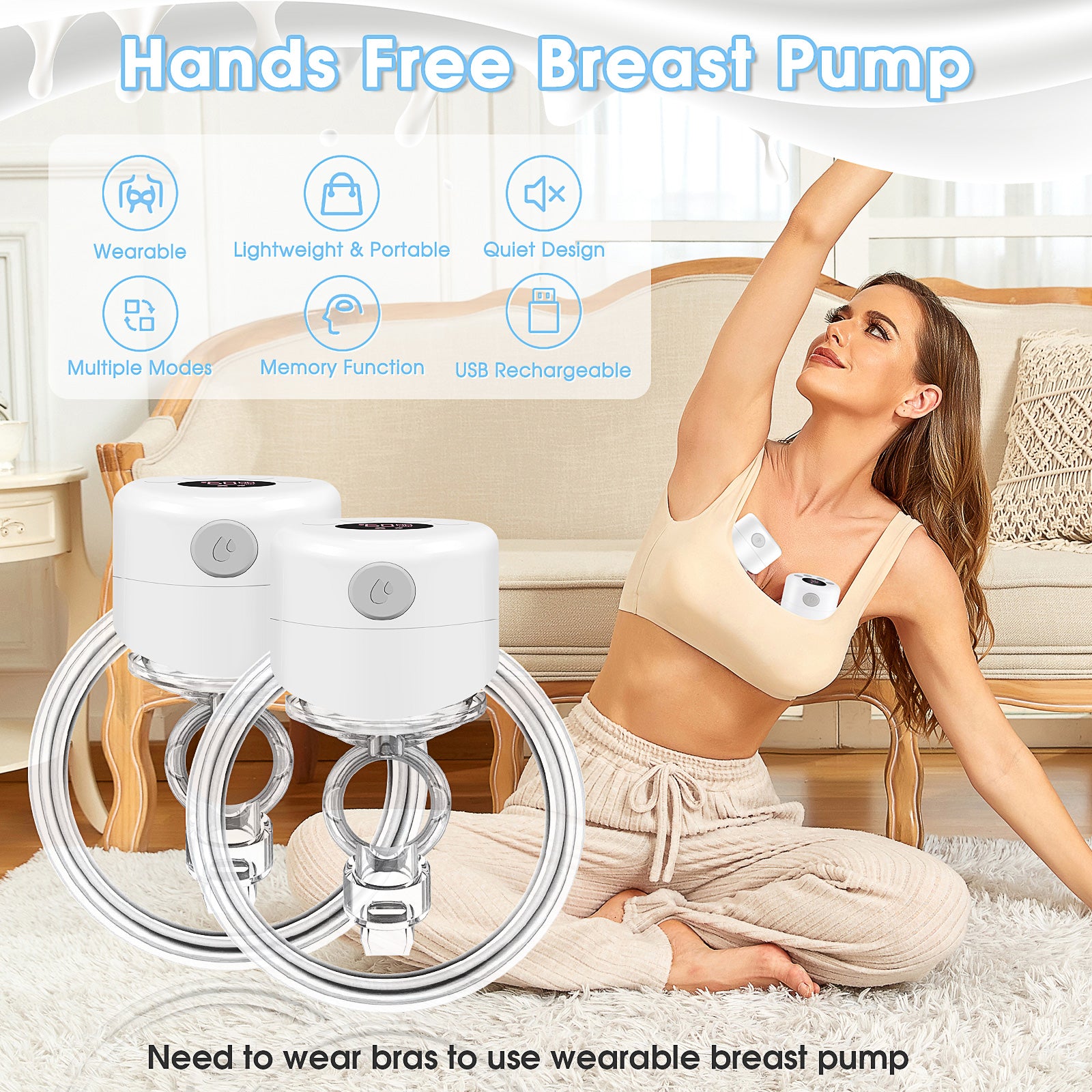Portable Electric Breast Pump Usb Chargable Silent Portable Milk
