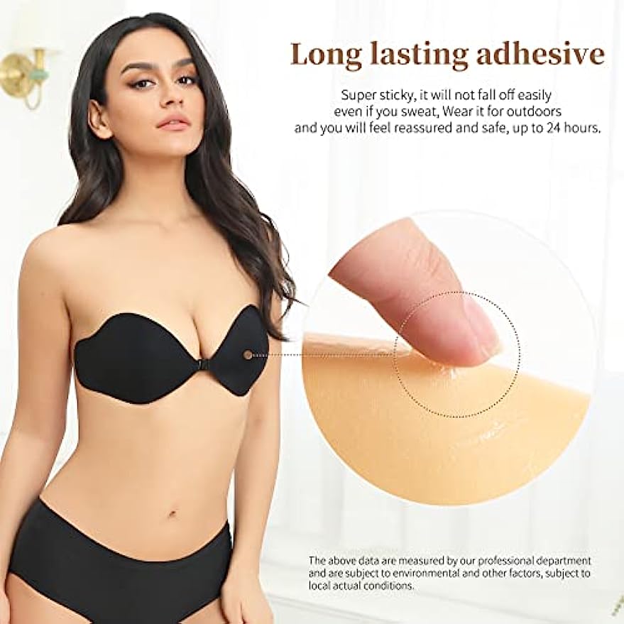 Adhesive Bra Push Up 2 Pairs, Invisible Lift Up Bras with Strapless Backless Bra