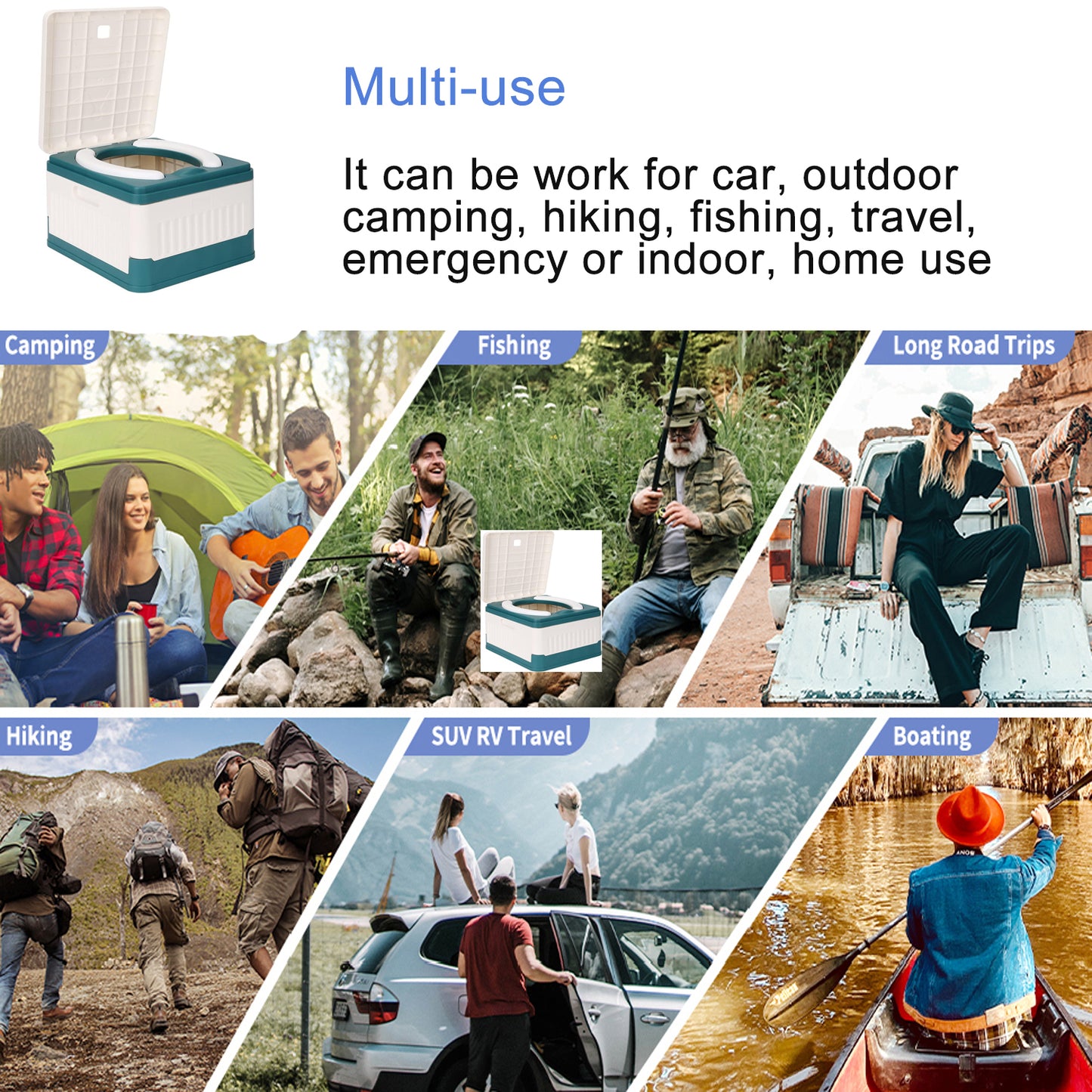 Travel Portable Toilet for Camping Car Outdoor Indoor Hiking Emergency