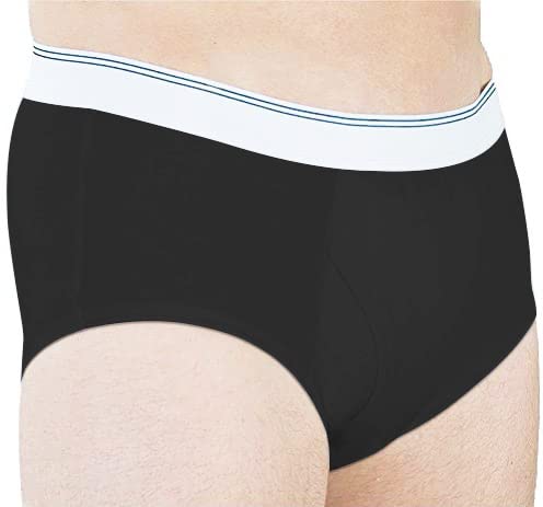Men's Incontinence Underwear Urinary Briefs with Cotton Pad Washable Reusable Leakproof Boxer 3pcs