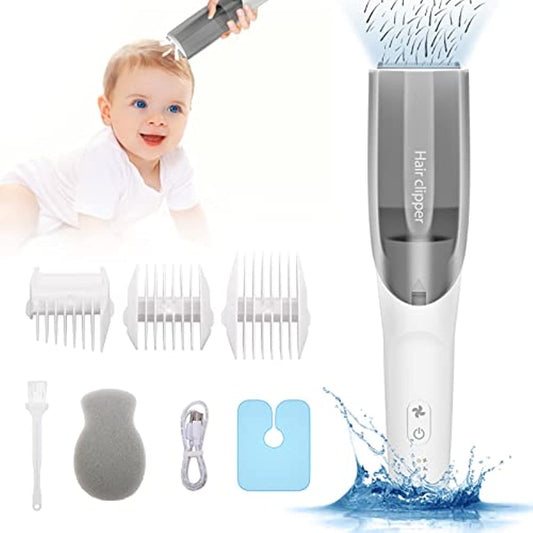 Baby Hair Clipper Silent Vacuum Cordless & Waterproof Kids Hair Trimmer with 3 Guide Combs USB Rechargeable