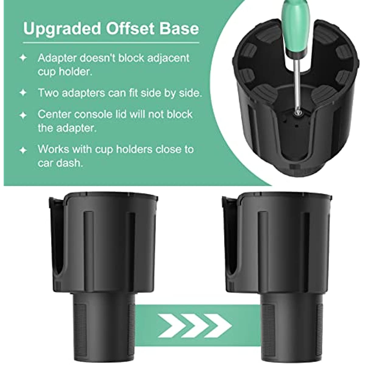 Car Cup Holder Expander with Offset Adjustable Base, Compatible for Bo –  carerspro