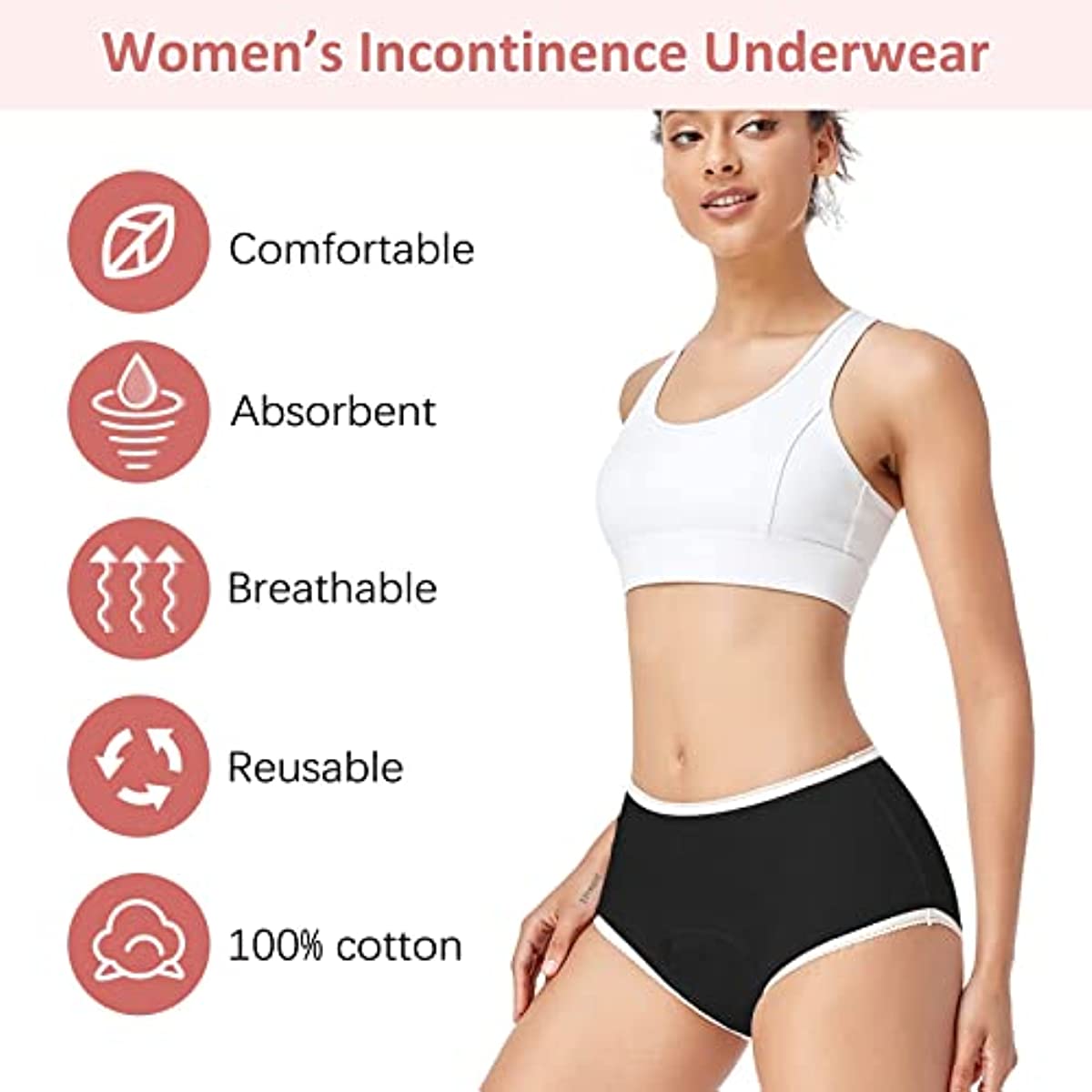 Women Natural Cotton Elderly Incontinence Pants Underwear Washable Female  Adult Cloth Diaper Lady Leak Proof Breathable Reusable