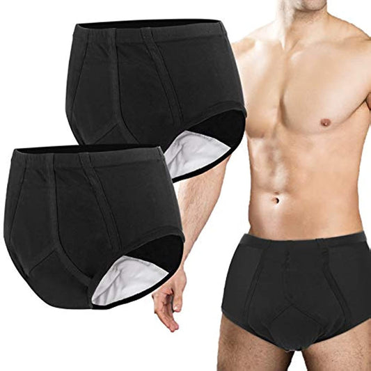 Incontinence Underwear for Men Urinary Briefs with Front Absorbent Area Leakproof Reusable 6pcs