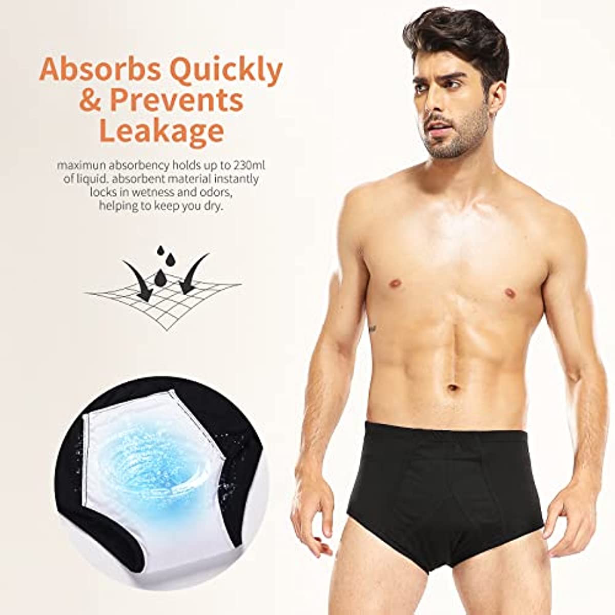 Mens Incontinence Underwear Washable Incontinence Underwear for Men  Reusable Leak Proof Men's Incontinence Briefs for Prostate Surgery, Long  Driving