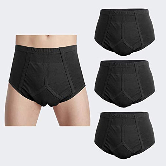 Inkontinenz Unterwäsche für Männer Inkontinenz Slips Pants Baumwolle mit saugfähigem Pad 3 Packungen