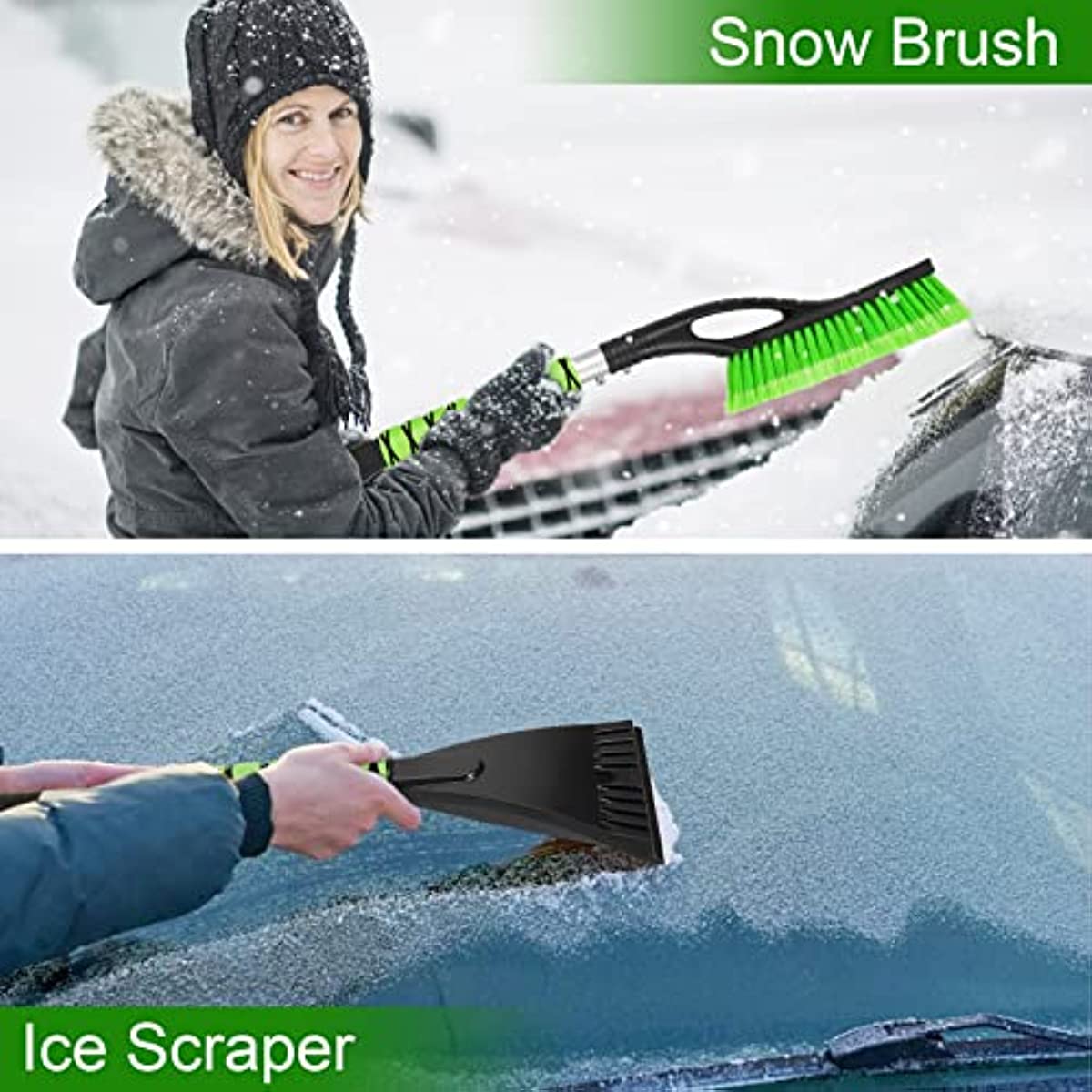 Snow Brush with Ice Scraper Detachable Snow Removal Tool for Cars Trucks SUVs 27"