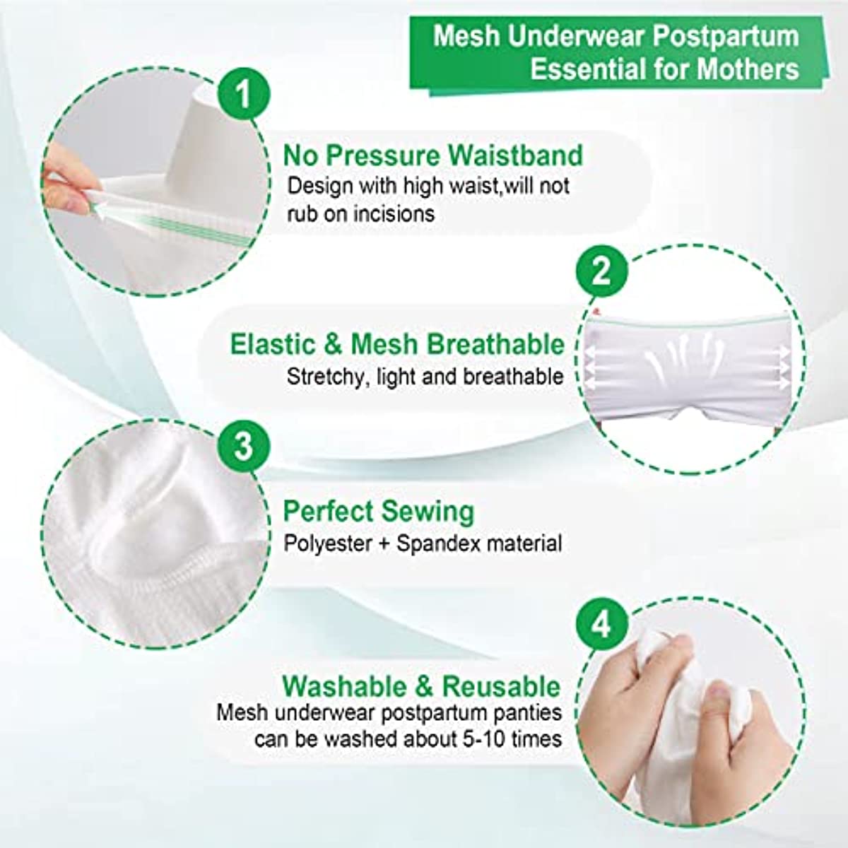 Reusable & Washable Mesh Postpartum Underwear Panties - China