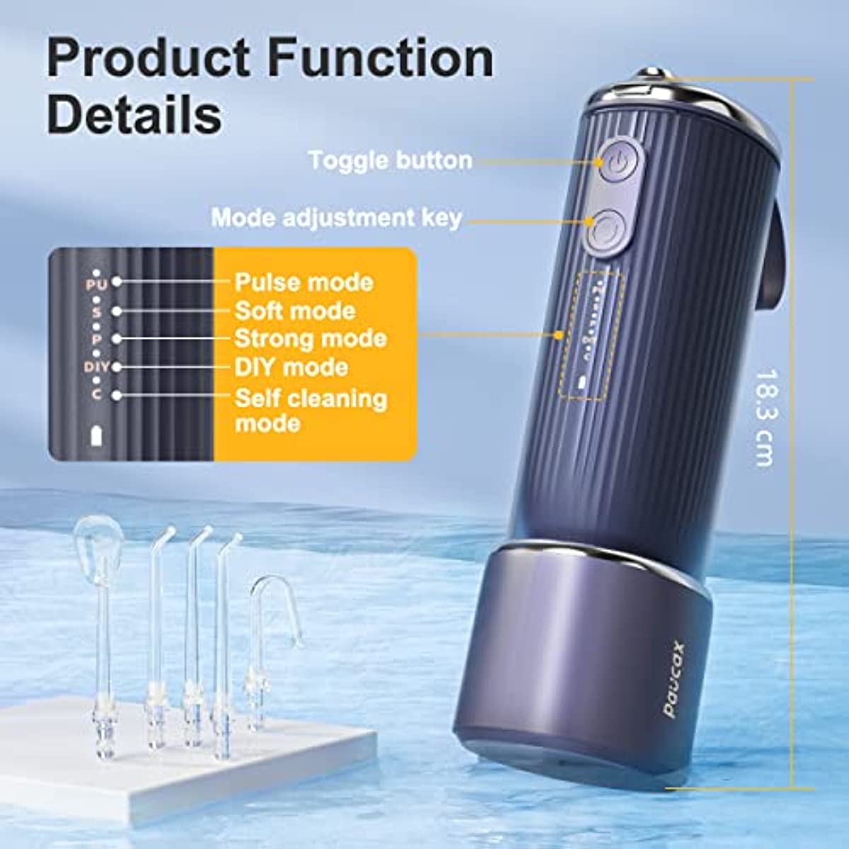 Portable Water Flosser for Teeth Cleaning, 4 Modes 4 Jets Mini